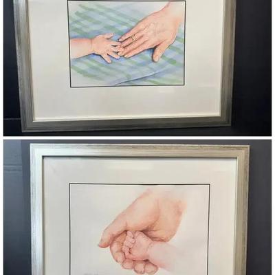2 Harriet Vincent Watercolor Paintings Signed Originals In Frame
