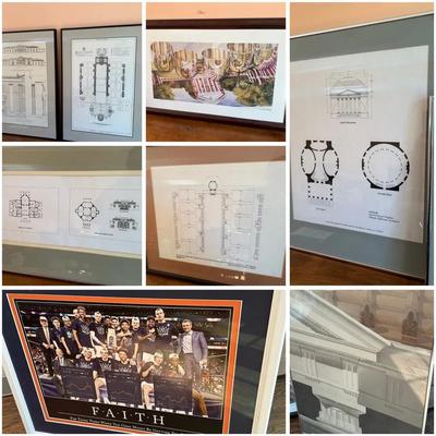 Lot of UVA Themed Framed Prints: Architectural, Signed Print & More