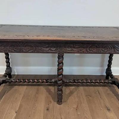 Jacobian Antique Oak Library Table