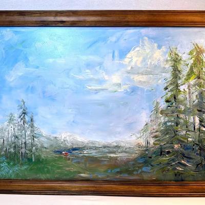 Large H. Vincent signed Oil Painting, titled “Fresh Air”