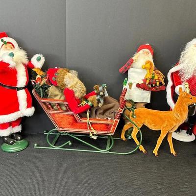 Byer’s Choice Caroler’s Santa’s And Santa In Sled 6 Total