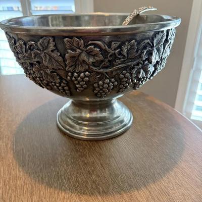 Vintage Pewter Punch Bowl