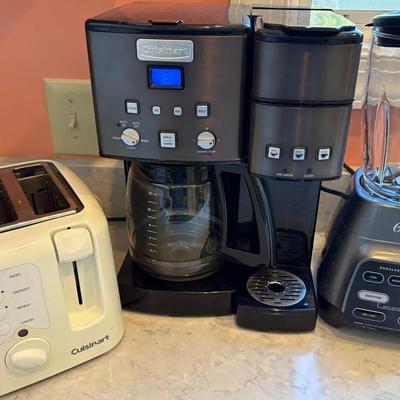 Small Kitchen Appliances- Cuisinart Coffee Pot, Toaster, Wine Opener, Oster Blender