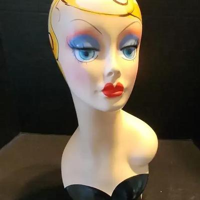 Vintage Hand Painted Mannequin Head - Art Nouveau