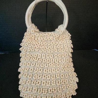 Jazzy Vanessa Faux Pearl Handbag, Ivory Color, Round Handles