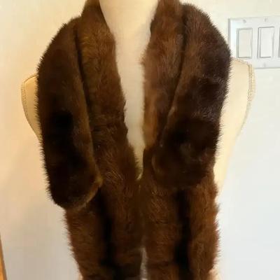2 Dark Brown Fur Stole / Collars with Clips
