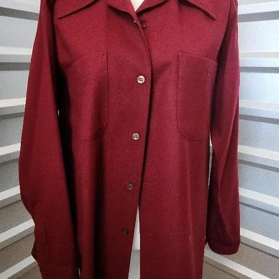 Pendleton Maroon Wool Button Down Shirt, Size Large 