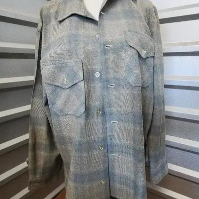 Light Blues Plaid Button Down Shirt, No Size, Est Medium Or Large Women's 