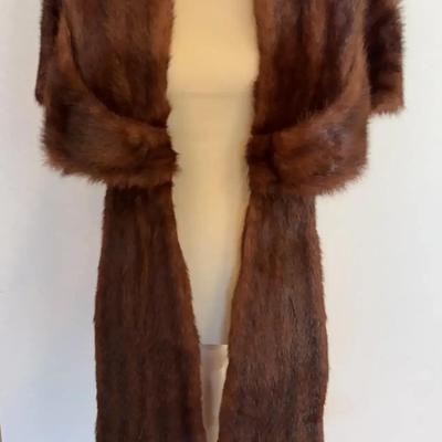 Vintage Mink Stole Jacket with Tails, Chocolate Brown Fur Excellence