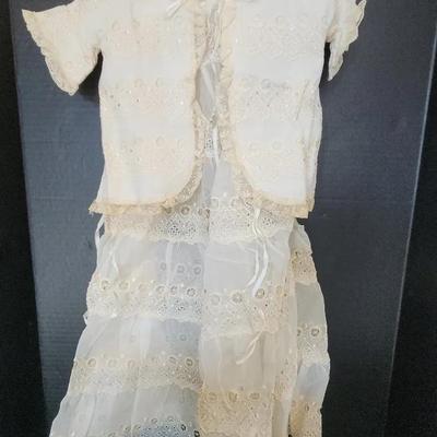 Vintage Baby Infant Christening Gown with Shirt Sleeve Top
