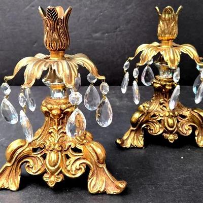 "Cornell" Hollywood Regency Style Candlestick Holders