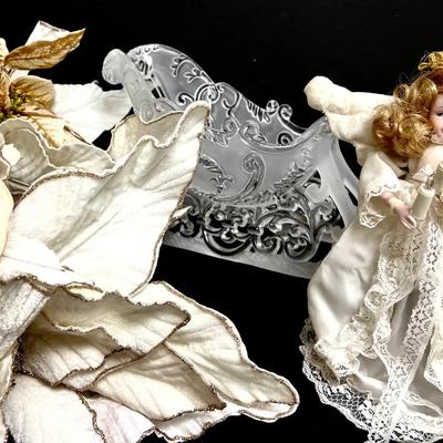 Clear Sleigh, Angel, & Poinsettias