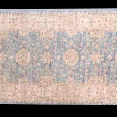 Blue and Ivory Runner Rug