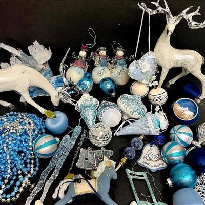 Blue & White Christmas Ornaments & Decor