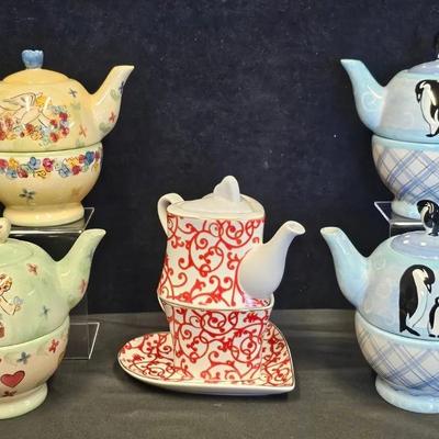 Mesa International (4) & Sorelle (1) Tea-For-One Sets