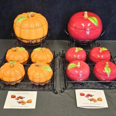 Temp-Tations Pumpkin (1) & Apple (1) 7-PC Oven-To-Table Sets