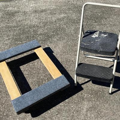 Cosco Step Stool (1) & Wooden Furniture Dolly (1)