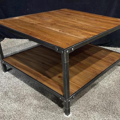 Wood & Metal 2-Tier Coffee Table 