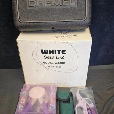 Sew E-Z Sewing Machine (1) Cordless Dremel (1) + Craft Supplies (3)