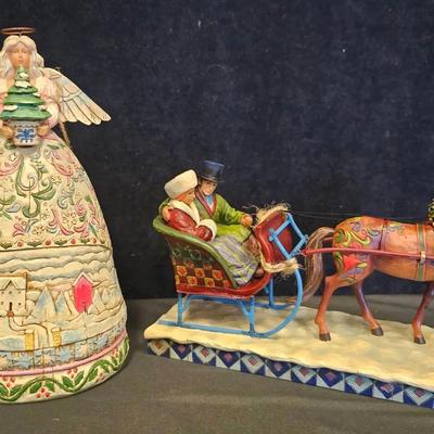 Jim Shore 'Landscape Sleeps' (1) & 'Dashing Into The Season' (1) Figurines