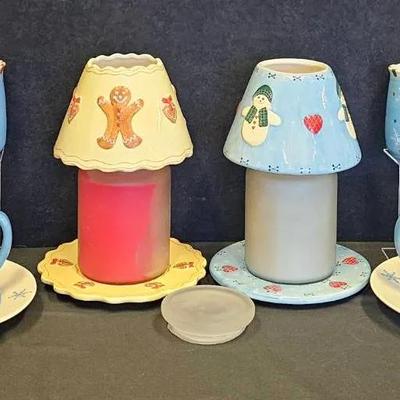 Temp-Tations Christmas Milk & Cookie 8-PC Set (1) + Candles W/Shades & Plates (2)