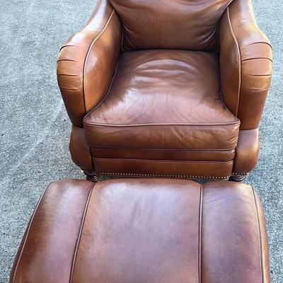 Whittemore-Sherrill Brown Leather Club Chair (1) & Matching Ottoman (1) #503
