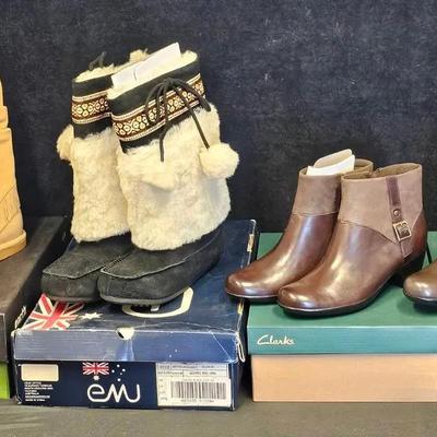 Ladies Moccasin Boots (2) + Ankle Boots (2), Size 8