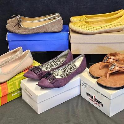Ladies Flats (4) + Sandals (1), Size 8