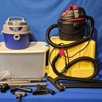 Portable 2.5 Gallon Shop Vac's W/Accessories (2)