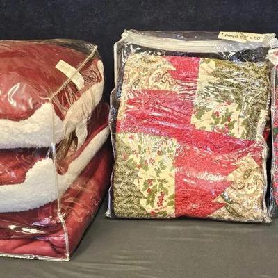 Christmas Theme Comforter Set (1) & Quilts (2)