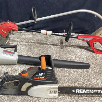 Homelife Gas (1) & Electric (1) Weedwhackers, Remington Chainsaw (1) + Craftsman Electric Blower (1)