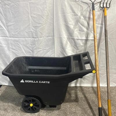 Gorilla 'Poly' Cart (1) & Metal Rakes (2)