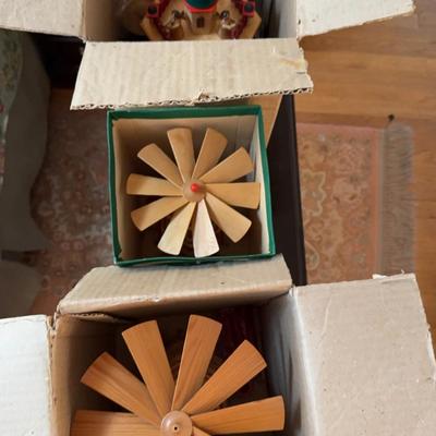3 Christmas Table Top German Windmills