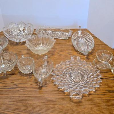 A Vintage Pressed And Cut Glass Dishes