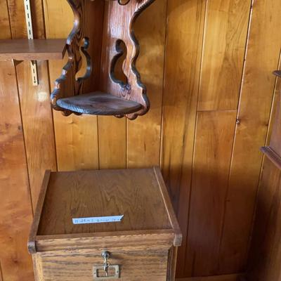 Vintage Clock And Wooden Vintage Two-drawer Locking Filing Cabinet