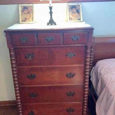 Vintage Wooden Full Sized Bed, Wooden Dresser, And Wooden Chest Of Drawers