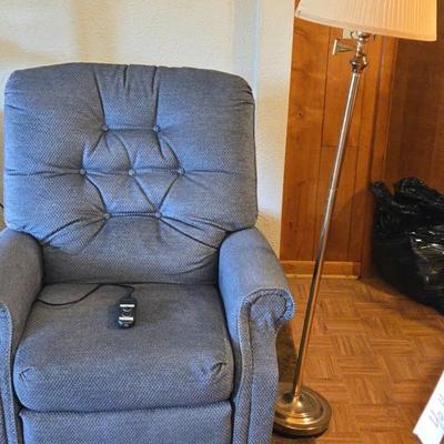 Electric Recliner And Brass Swing Lamp