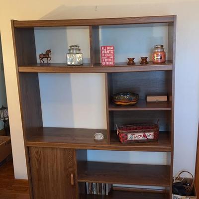 Large Wooden Shelving Unit With Decor