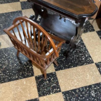 Vintage Wooden Spindle Magazine Rack And Vintage Wooden Sofa Table