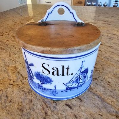 Lot #179 - Antique Salt Box or Salt Cellar With Wooden Lid