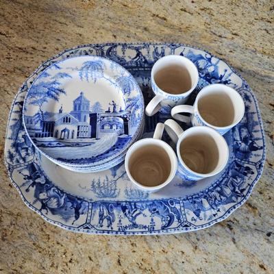 Lot #124 - Pottery Barn Sophia Collection Platter Plates & Mugs