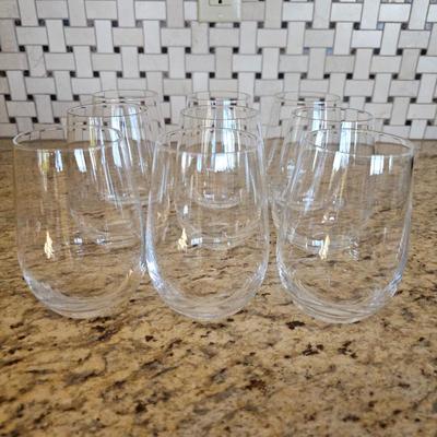 Lot #244 - Williams Sonoma Open Kitchen Stemless White Wine Glasses Made in Germany of Crystal
