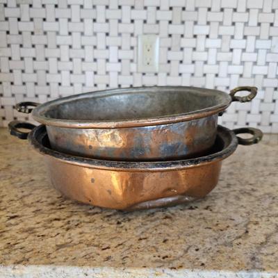 Lot #247 - Antique Copper & Brass Egg Poacher & Fish Pan