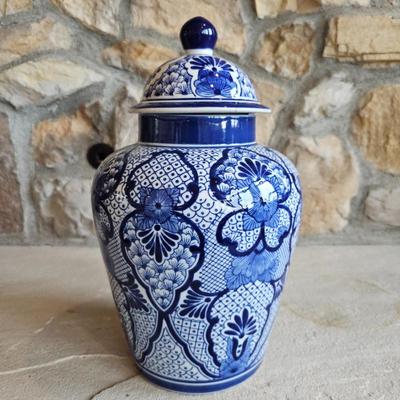 Lot #11 - Large Blue & White Chinoiserie Ceramic Ginger Jar