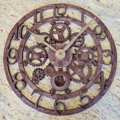 Lot #196 - Vintage-look wooden wall clock.