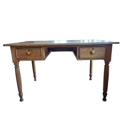 Lot #92 - Antique Solid Wood Writing Desk Plus HON Company Executive High Back Swivel Chair