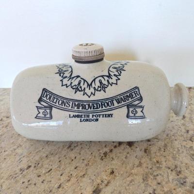 Lot #65 - Doulton's Improved Foot Warmer Lambeth Pottery London Antique Stoneware Hot Water Bottle