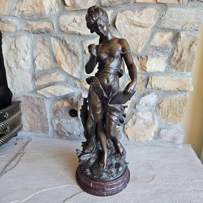 Lot #87 - L'Histoire" Antique Bronze or Pot Metal Sculpture by Hippolyte François Moreau