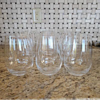 Lot #243 - Set of 12 Large Stemless Crystal Wine Glasses From Williams-Sonoma