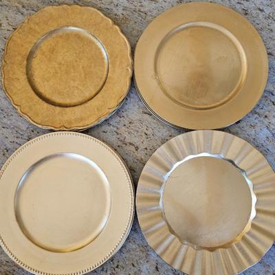 Lot #203 - Variety of Gold Plastic 13" Charger Plates